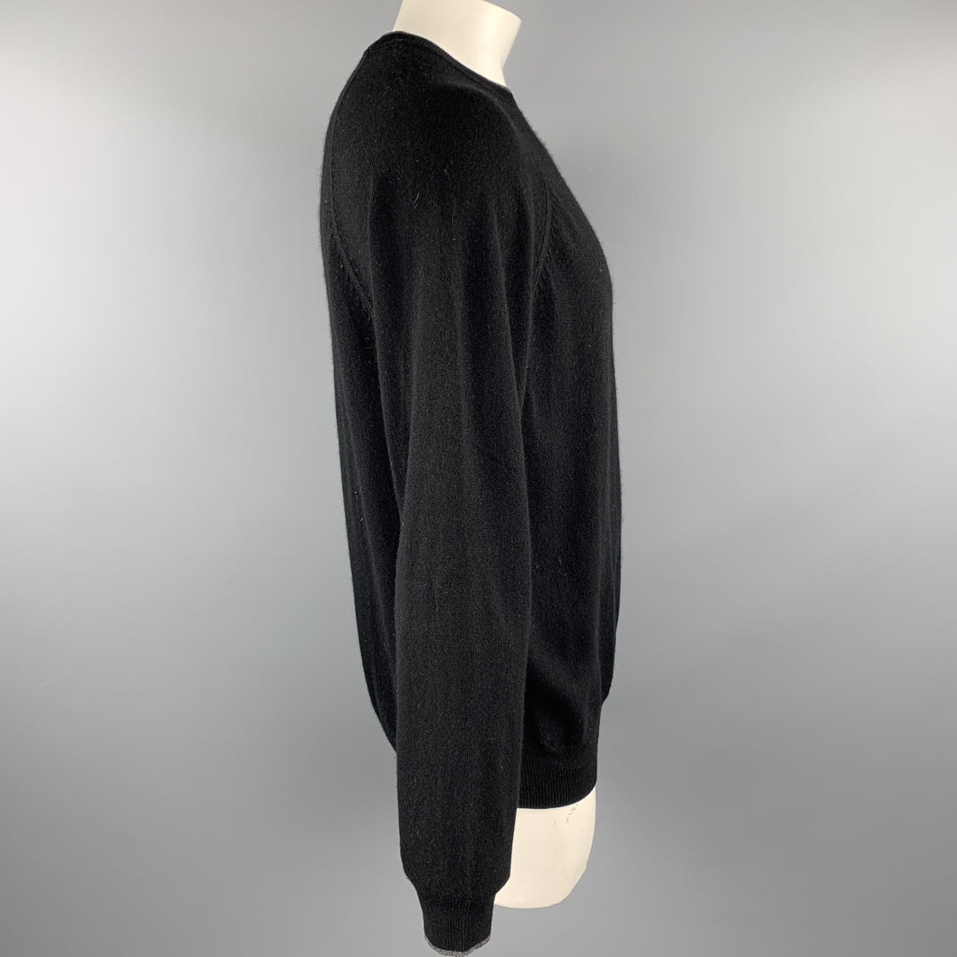 HICKEY FREEMAN Size L Black Merino Wool / Cashmere Raglan Pullover