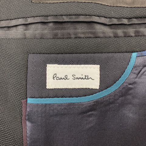 PAUL SMITH Size 40 Black Embroidery Wool Shawl Collar Sport Coat