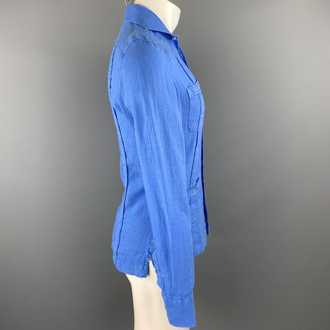 TRAFALGAR Taille XS Chemise à manches longues boutonnée en lin bleu