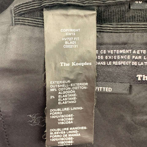 THE KOOPLES Size 36 Black Corduroy Cotton Sport Coat