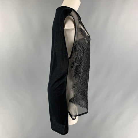 IRO Size 0 Black Embroidered Shift Above Knee Dress