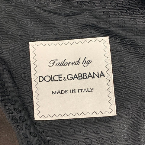 DOLCE & GABBANA Size 34 Brown Black Wool Blend Double Breasted Coat