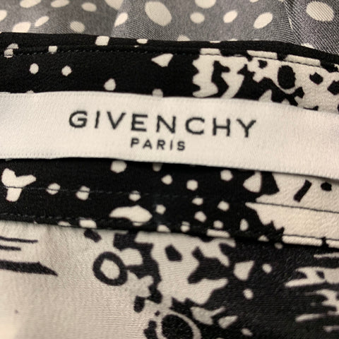 GIVENCHY Size S Black White Mixed Fabrics Silk Button Up Long Sleeve Shirt