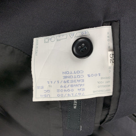 ALEXANDER MCQUEEN Size 42 Black Cotton Notch Lapel Suit