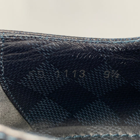 LOUIS VUITTON Size 10.5 Navy Blue Damier Leather Lace Up Shoes