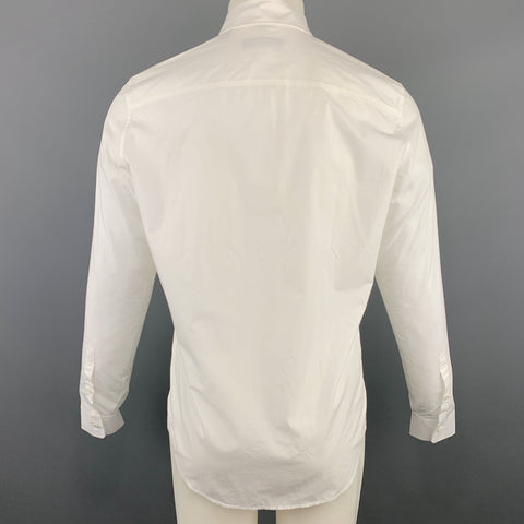 BURBERRY PRORSUM Spring 2016 Size S White Black Guipure Applique Cotton Long Sleeve Shirt