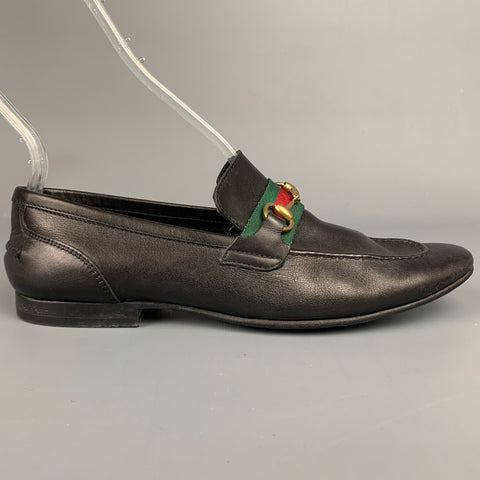 Vintage GUCCI Tamaño 6 Cuero Negro Caballo Bit Flats