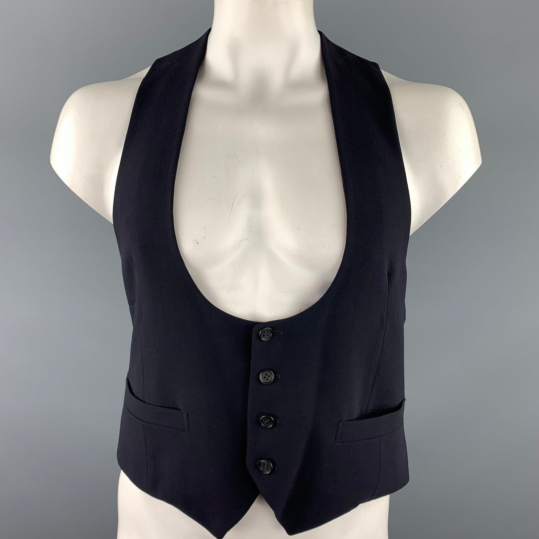 GIORGIO ARMANI Size 42 Black Wool Buttoned Vest