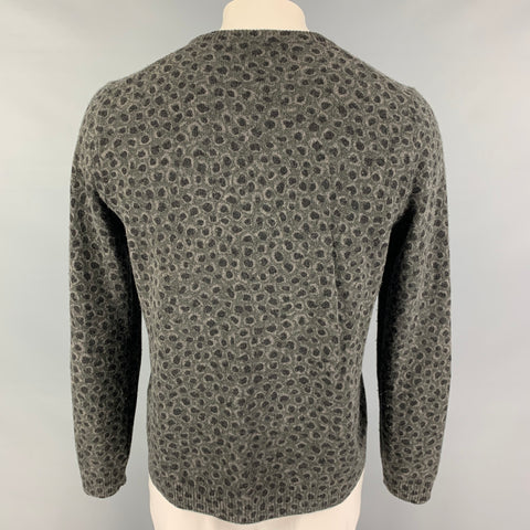GUCCI Size XL Gray Black Print Wool Cashmere Pullover