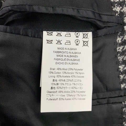 MICHAEL KORS Talla 36 Abrigo deportivo de mezcla de lana de pata de gallo negro y gris