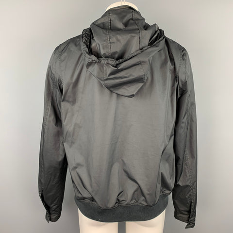Y-3 Size M Black Polyester Zip Up Hooded Jacket
