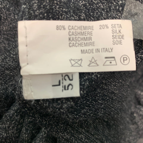 KITON Size L Black White Marble Cashmere Silk V-Neck Pullover