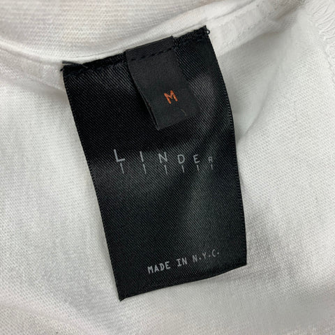 Camiseta sin mangas estilo boyfriend de algodón con bordado blanco talla M de LINDER
