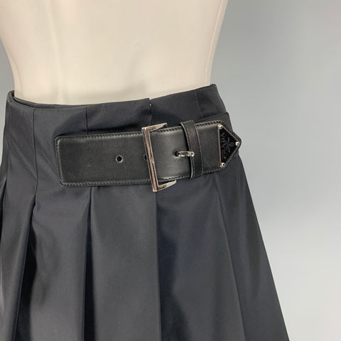 PRADA Size 2 Black Polyamide Pleated Re-Nylon Mini Skirt
