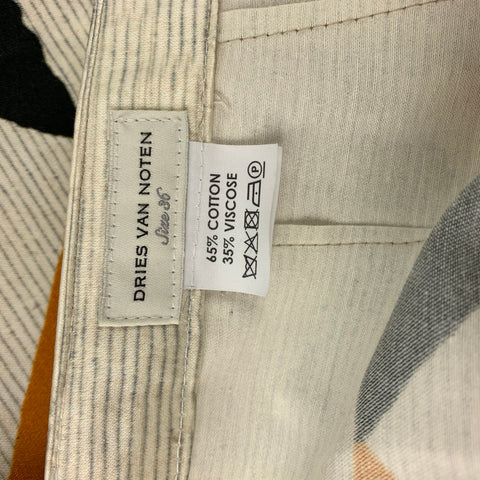 DRIES VAN NOTEN Size 6 Cream & Mustard Cotton / Viscose Fitted Dress Pants