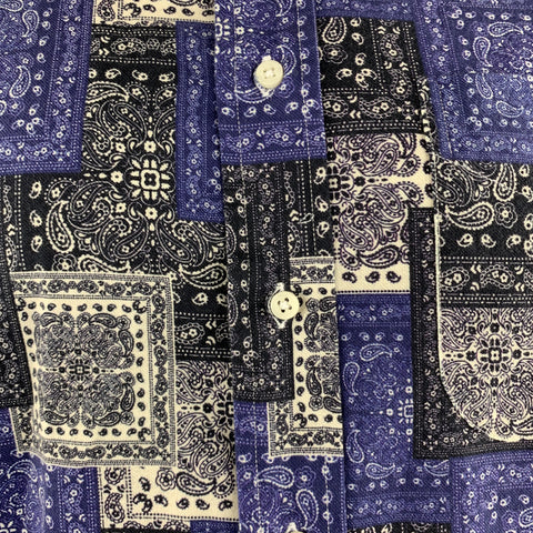 GITMAN VINTAGE Size L Blue & Navy Bandana Cotton Button Down Long Sleeve Shirt