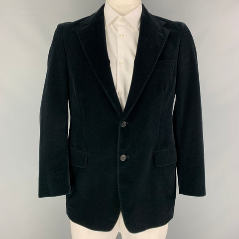PRADA Taille 42 Manteau de sport à revers cranté en coton velours noir régulier