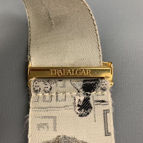TRAFALGAR Playing Pool Print Beige Silk Leather Trim Suspenders