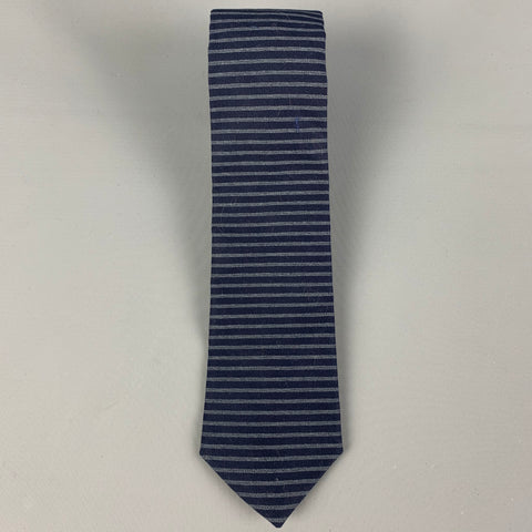 BLADE+BLUE Navy Blue Stripe Cotton Tie