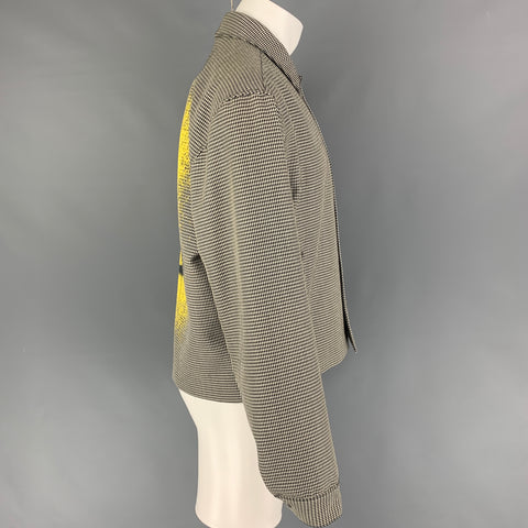 ALEXANDER WANG SS 19 Size M Black White Yellow Houndstooth Smiley Face Jacket