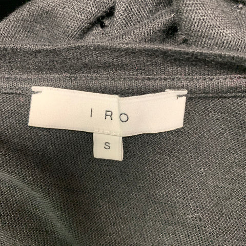 IRO Marvina Taille S T-shirt à manches longues en lin vieilli noir