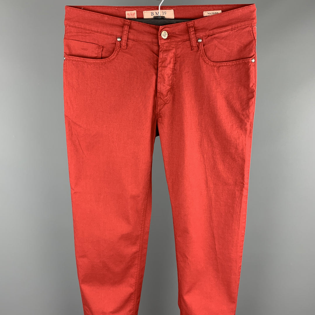 BOGGI Size 33 Red Cotton Blend Button Fly Casual Pants