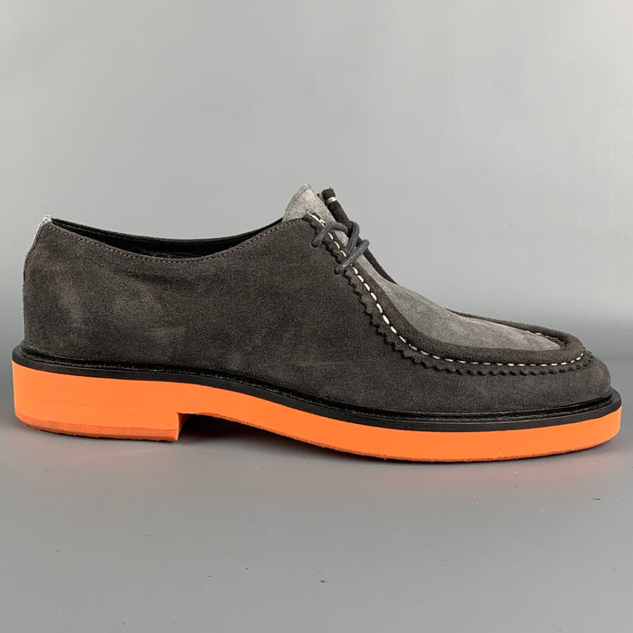 PS by PAUL SMITH Talla 9 Zapatos con cordones de cuero con bloques de color gris y naranja