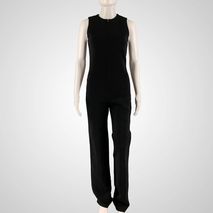 SAINT LAURENT Size 2 Black Wool Blend Sleeveless Jumpsuit