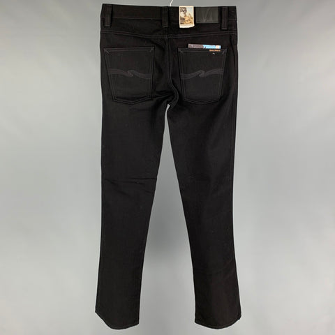 NUDIE JEANS Size 32 Black Cotton Slim Zip Fly Jeans