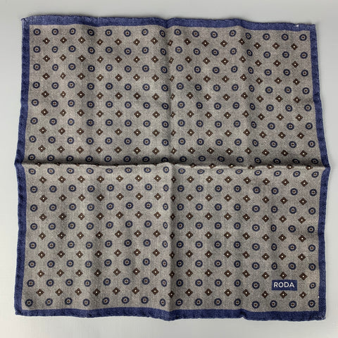 RODA Gray & Brown Abstract Wool Pocket Square