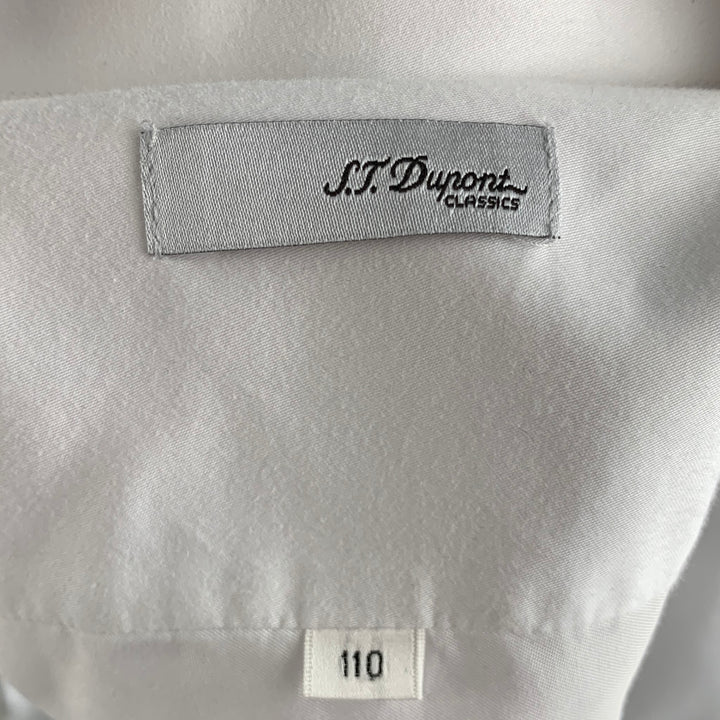 S.T.DUPONT Size L White Solid Cotton Button Up Long Sleeve Shirt