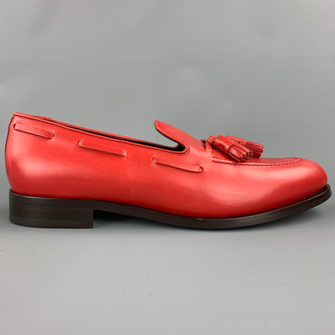 PAUL SMITH Size 10 Red Leather Tassels Loafers