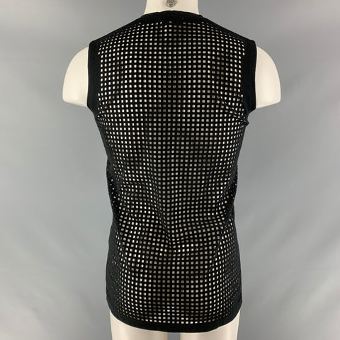 IRO Size XS Black Mesh Cotton Crew-Neck Tank Top