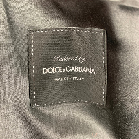 DOLCE & GABBANA Size 42 Black Silver Jacquard Polyester Blend Sport Coat