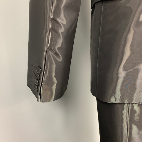 CALVIN KLEIN COLLECTION Size 40 Black Metallic Viscose Blend Notch Lapel Suit