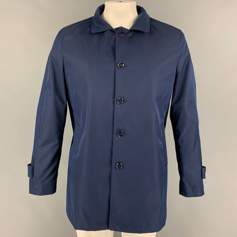EREDI PISANO Size L Navy Cotton Buttoned Hooded Coat