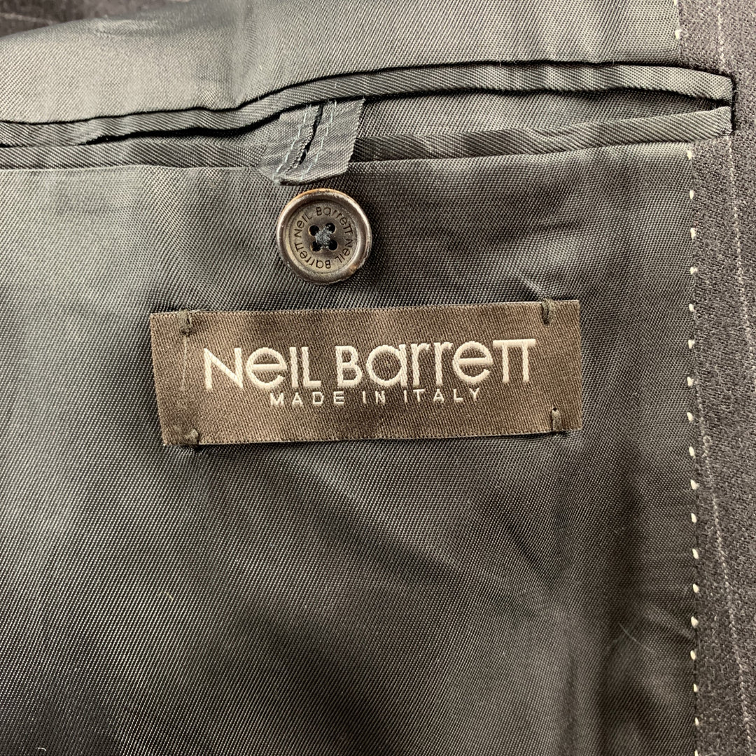 NEIL BARRETT Size 42 Regular Charcoal Stripe Wool Notch Lapel Suit