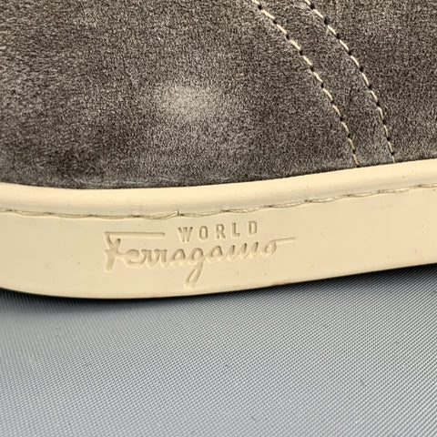 SALVATORE FERRAGAMO Size 11.5 Grey Suede Lace Up Chukka Boots
