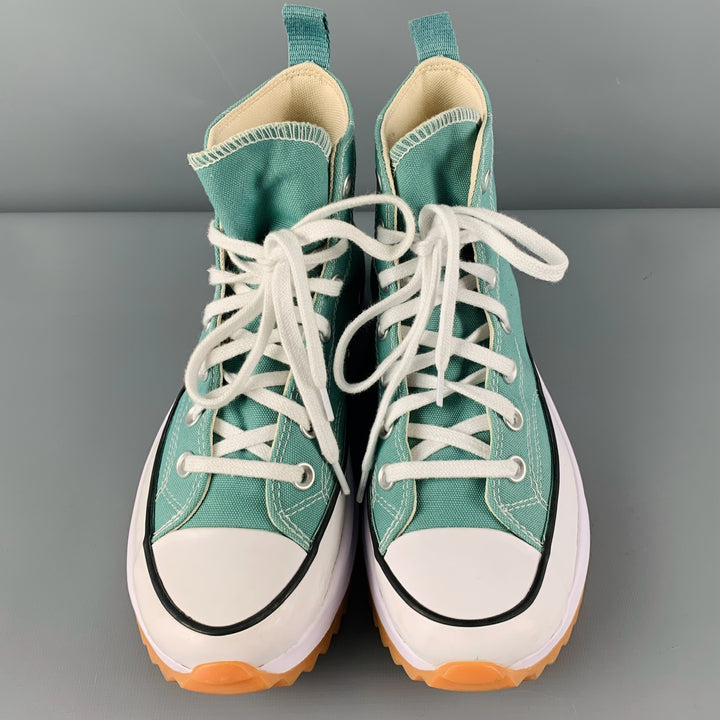 CONVERSE Zapatillas altas de lona verde blanco talla 7