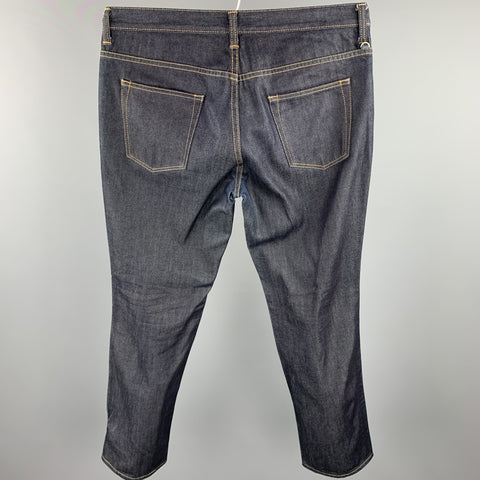 EDIFICE Taille 34 Indigo Contrast Stitch Denim Zip Fly Jeans