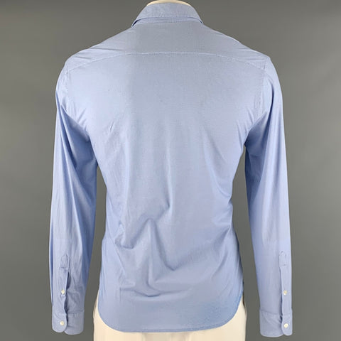 EMPORIO ARMANI Size XXL Blue White Nailhead Long Sleeve Shirt
