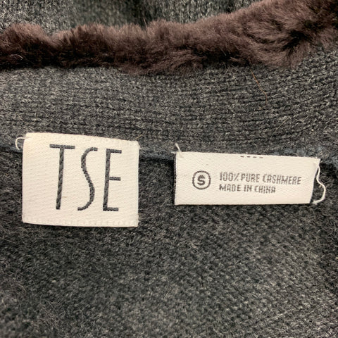 TSE Size S Charcoal Knitted Cashmere Buttoned Cardigan