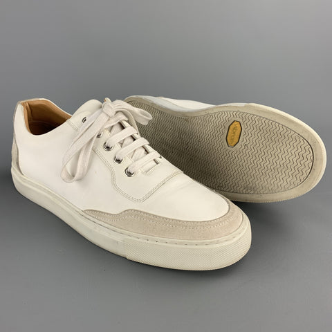 HARRYS OF LONDON Taille 7 Baskets en cuir blanc avec bordure en daim