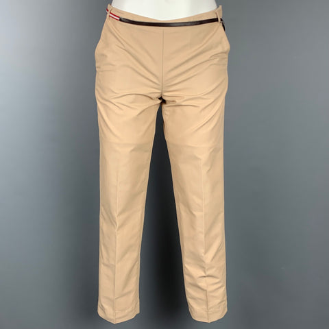 PRADA Size 2 Beige Cotton / Nylon Belted Dress Pants