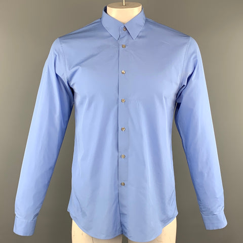 JIL SANDER Taille L Chemise à manches longues boutonnée en coton bleu