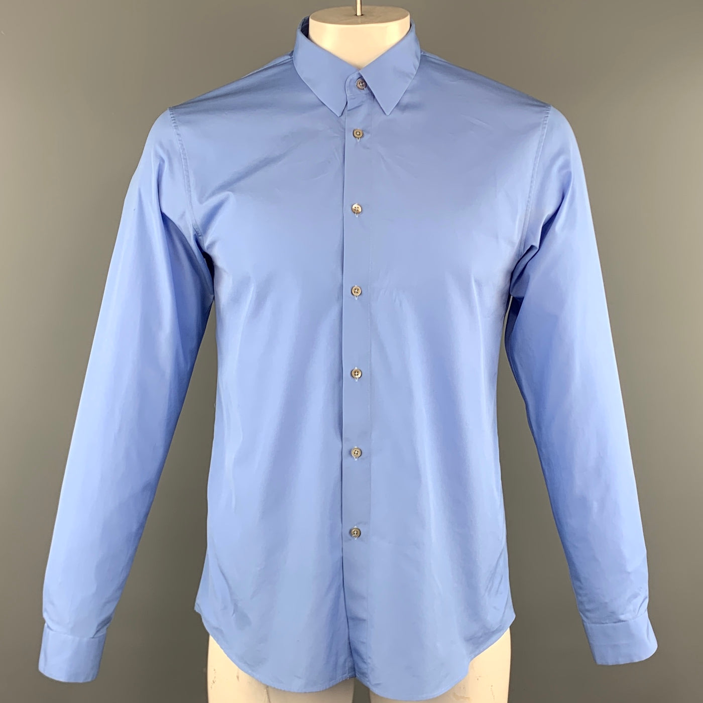 JIL SANDER Size L Blue Cotton Button Up Long Sleeve Shirt
