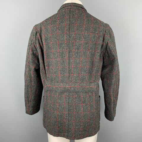 ENGINEERED GARMENTS Size L Charcoal & Red Window Pane Wool / Nylon Jacket