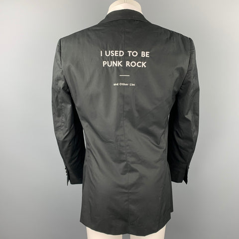 R13 Size 40 Black Embroidery Cotton Notch Lapel Sport Coat