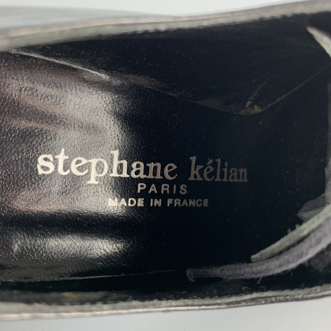 STEPHANE KELIAN Size 7.5 Black & Multi-Color Leather Stacked Heel Brogues