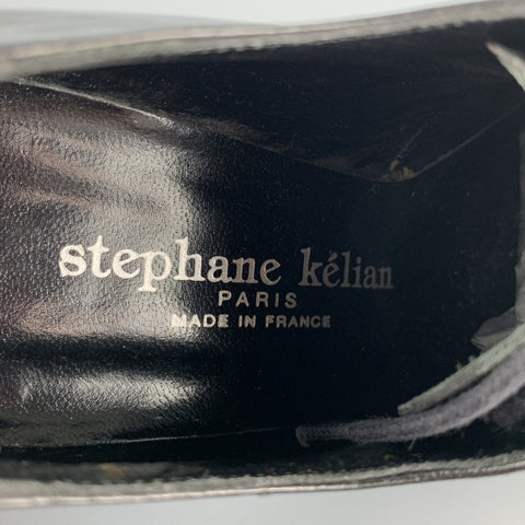 STEPHANE KELIAN Size 7.5 Black & Multi-Color Leather Stacked Heel Brogues